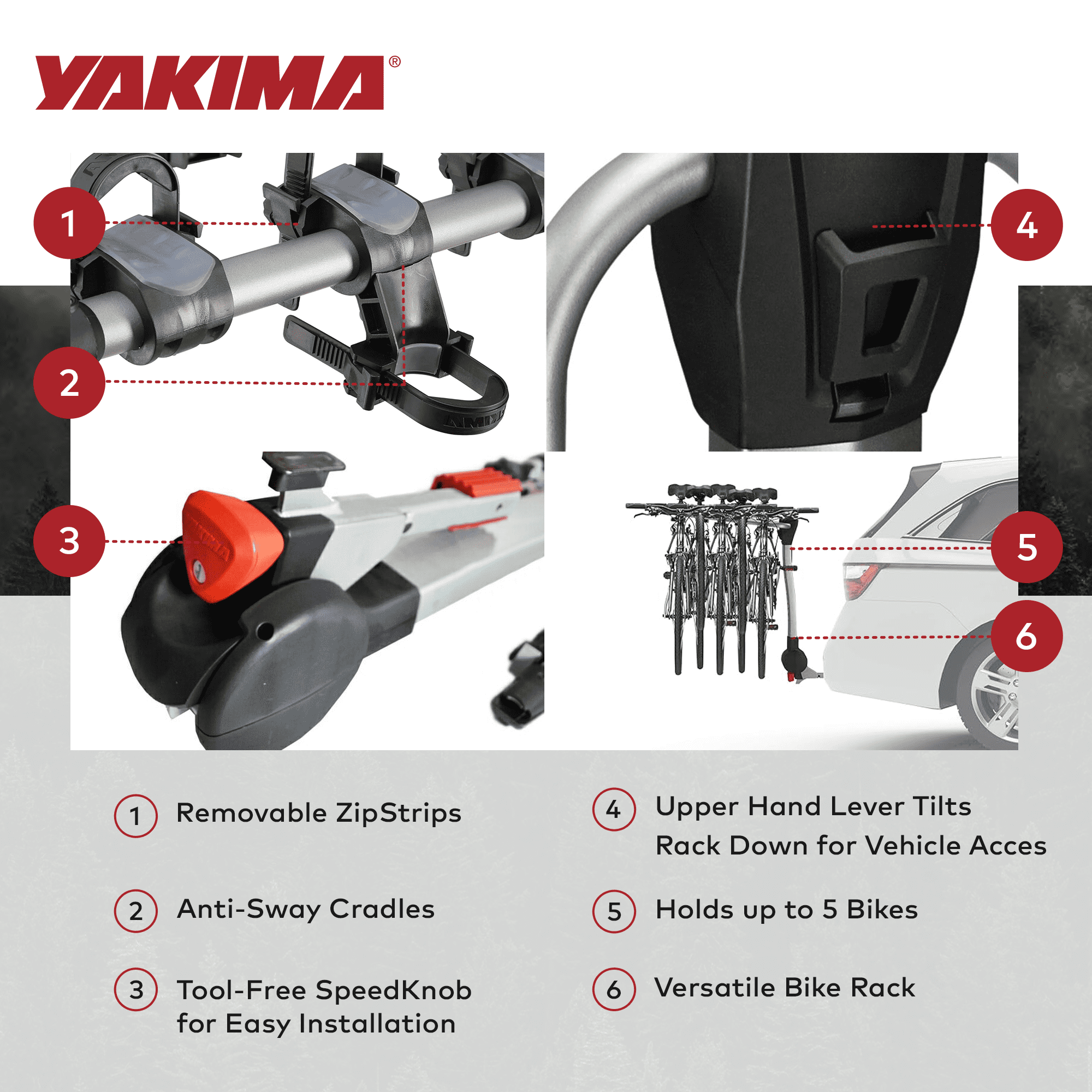 Yakima RidgeBack Tilt Away Hitch Rack Holds Bikes for Cars, SUVs