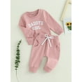 thumbnail image 3 of Toddler Baby Girl Clothes Daddys Girl Long Sleeve Pullover Sweatshirt Stretch Jogger Pants Infant Fall Winter Outfit, 3 of 7