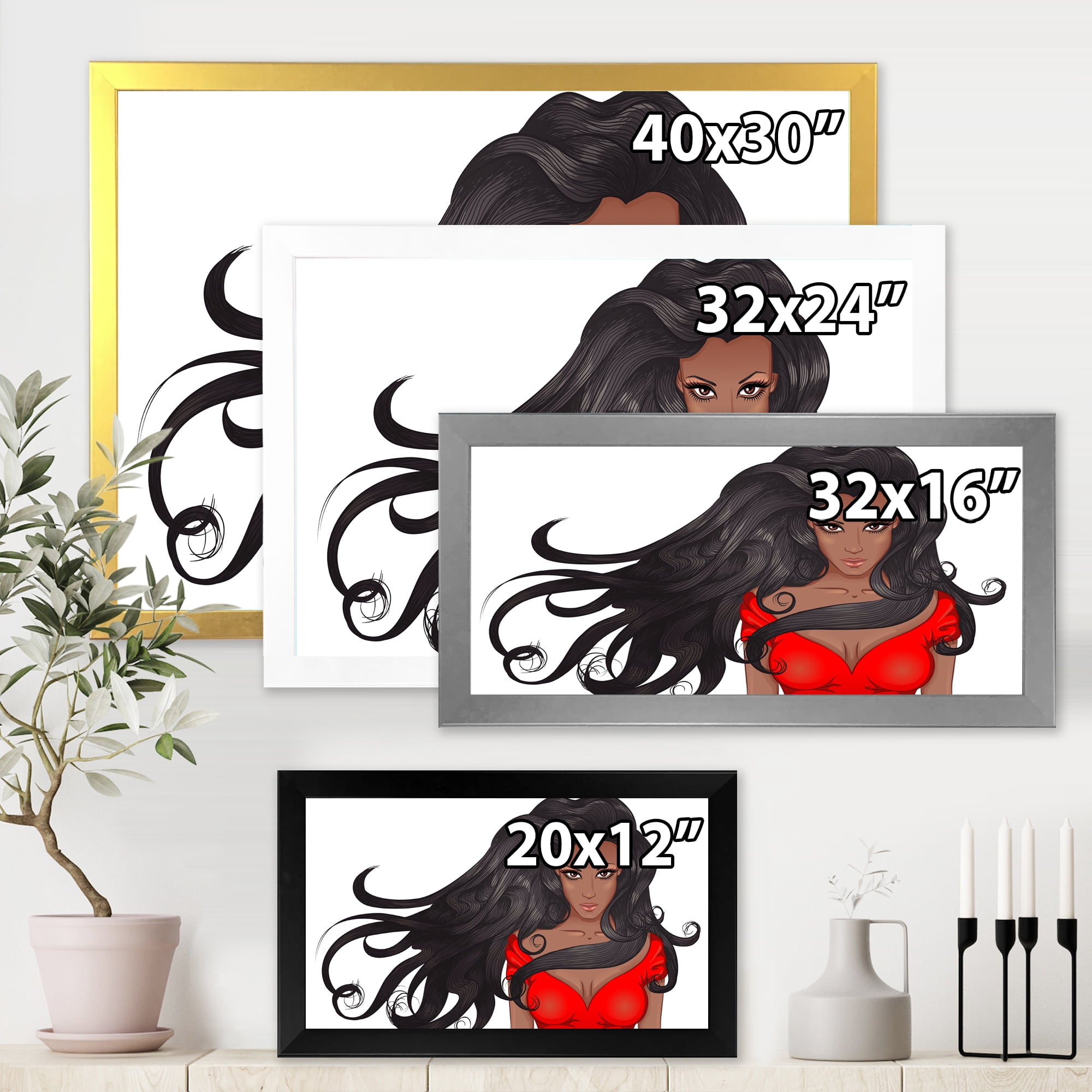 Designart 'Portrait of African American Female XIV' Modern Framed Art Print