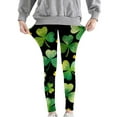 thumbnail image 5 of Avrnliq Girls St. Patrick's Day Green Clover Stretchy Leggings, 95% Polyester 5% Spandex, Size 110-150 for School & Holiday Parades,Size 5 T, 5 of 7