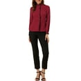 thumbnail image 3 of MODA NOVA Junior's Stand Collar Button Down Long Sleeve Shirt  Burgundy XS, 3 of 7