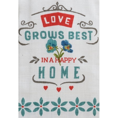 Country Fresh Love Grows Best in Happy Home Kitchen Tea Towel (Best Country Kitchen Designs)