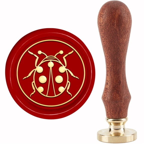 Vintage Ladybug Sealing Wax Stamp Set with Wooden Handle 30mm Mixed Color