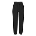 thumbnail image 5 of LLYwey Elastic Waist Pants Women Women's Fashion Casual Solid Color Elastic Cotton and Linen Trousers Pants Linen Pants Female Long Pant Style H2508 Black S, 5 of 5