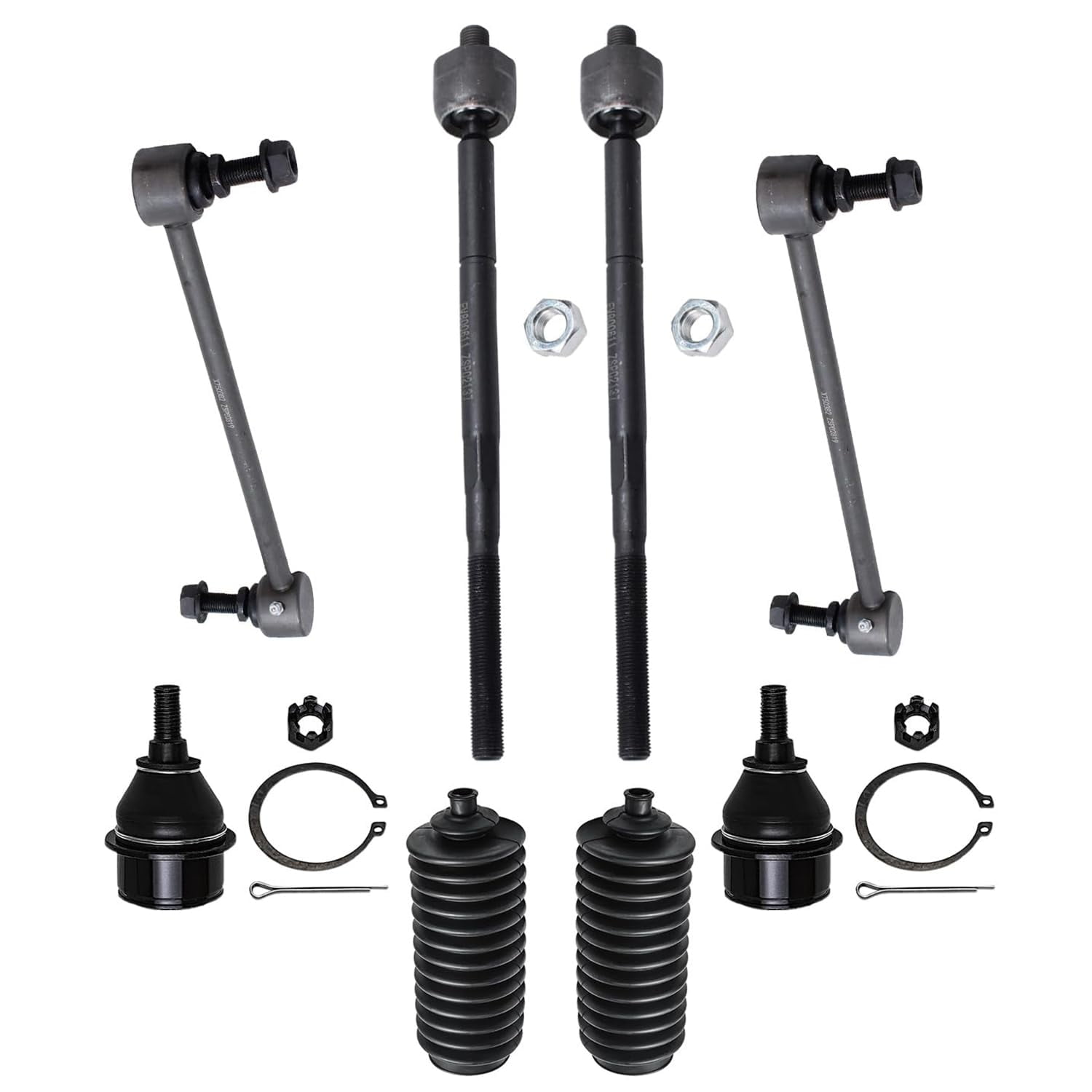 Detroit Axle - Front Wheel Hub Bearings Lower Control Arms Ball Joints Tie Rods Boots Sway Bars Replacement for 2009-2018 Dodge Journey - 14pc Set