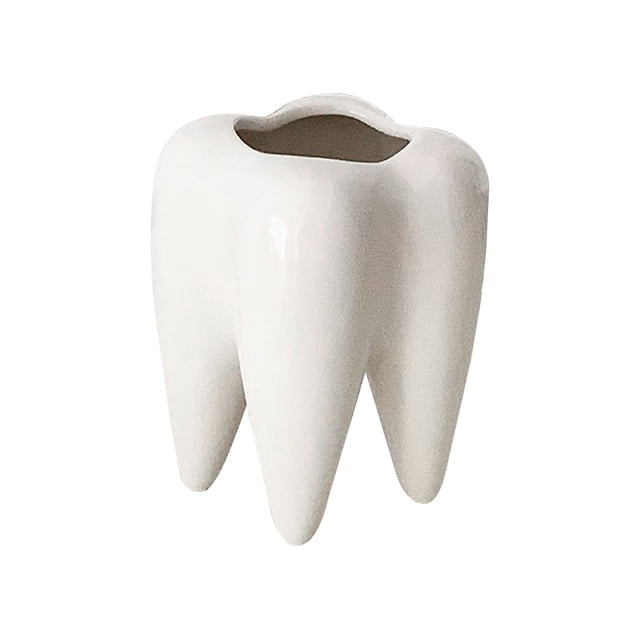 Clearance! beishanbush Pencil Barrel Tooth Shaped Pen Holder Oothbrush Cup Succulent Pots Cute Tooth Shaped Ceramic Air Holder Flower Planters Plants Not In Included One Size White