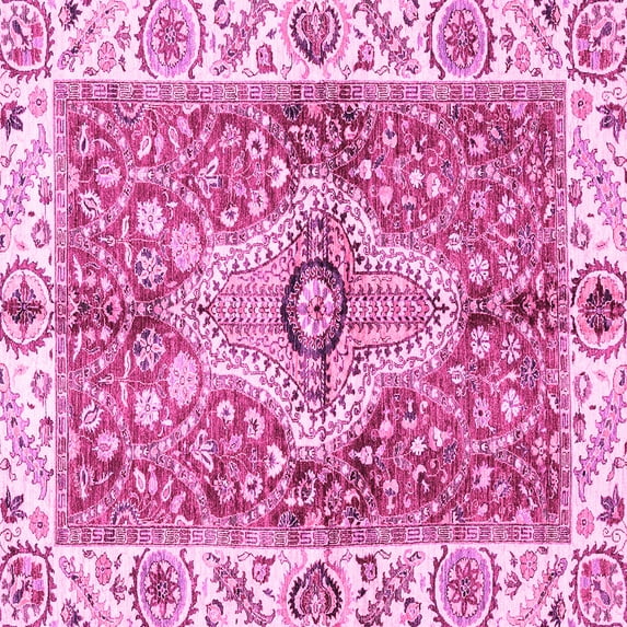Ahgly Company Indoor Square Abstract Pink Modern Area Rugs, 5' Square