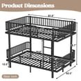 thumbnail image 7 of Leumius Queen over Queen Bunk Bed Frame with Ladders & Guardrails, Metal Bunk Bed Frame with Upgraded Safety Round-Pipe Design, Can Transformed into 2 Platform Bed for Teens Adults Black, 7 of 7