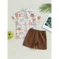 thumbnail image 4 of Wassery Toddler Boys Clothes Baby Boys 2Pcs Summer Beach Outfit Letter Dinosaur Print Button Up Shirt Solid Color Shorts 6M-12M 12M-18M 18M -24M 2T-3T 3T-4T, 4 of 8