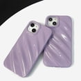 thumbnail image 3 of Cute Curly Wave Case for iPhone 13/iPhone 14 6.1 inches, Water Ripple Pattern Phone Case Slim Shockproof Satin Glossy Cover for Girls Boys Silicone 3D Non-Slip Case -Purple, 3 of 11
