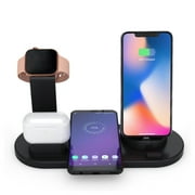 COFEST Electronics Gadgets,15W Six-in-one Wireless Charging 360° Rotating Charger,Wireless Fast Charging,Smart Watch Charging Stand,Wireless Earphone Charging Base,Black,