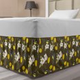 thumbnail image 1 of Yellow Bird Bed Skirt, Vintage Inspired Avian Pattern with Dahlias Chrysanthemum and Titmouse, Elastic Bedskirt Dust Ruffle Wrap Around for Bedding Decor, 4 Sizes, Fawn and Multicolor, by Ambesonne, 1 of 2