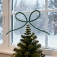 thumbnail image 2 of Christmas Tree Topper - Metal Rhinestone Bow Tree Top Decor with Spring Base for Holiday Decorations, 2 of 7