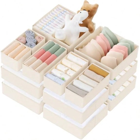 Drawer Organizer Clothes 21 Pack Drer Organizer for Clothes Underwear Sock - Foldable Closet Organization and Storage Dividers Bins for Nursery Bedroom Beige