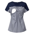 thumbnail image 1 of LNGOOR Chemises de Maternité pour Femmes Grossesse Tunique Décontractée d'Allaitement Blouse Haut Col Rond Rayé Manches Courtes Blouse d'Allaitement, 1 of 7