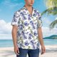 thumbnail image 3 of Balery Blue Flax Flowers Camisas hawaianas de manga corta para hombre, camisas playeras de corte holgado, camisas de vacaciones con botones,Small, 3 of 7