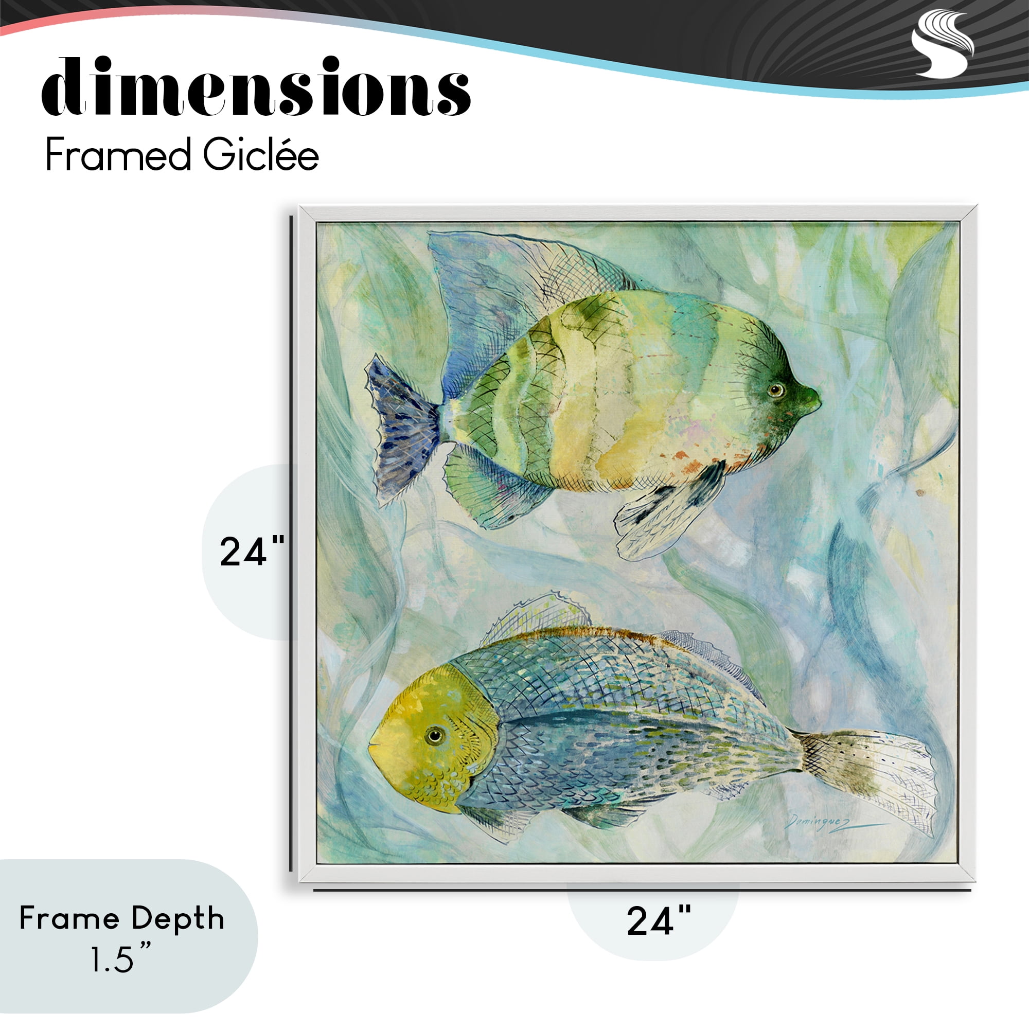 Stupell Industries Sweet Fish Duo Blue Green White Framed Giclee Art, design by Lorenzo Collective