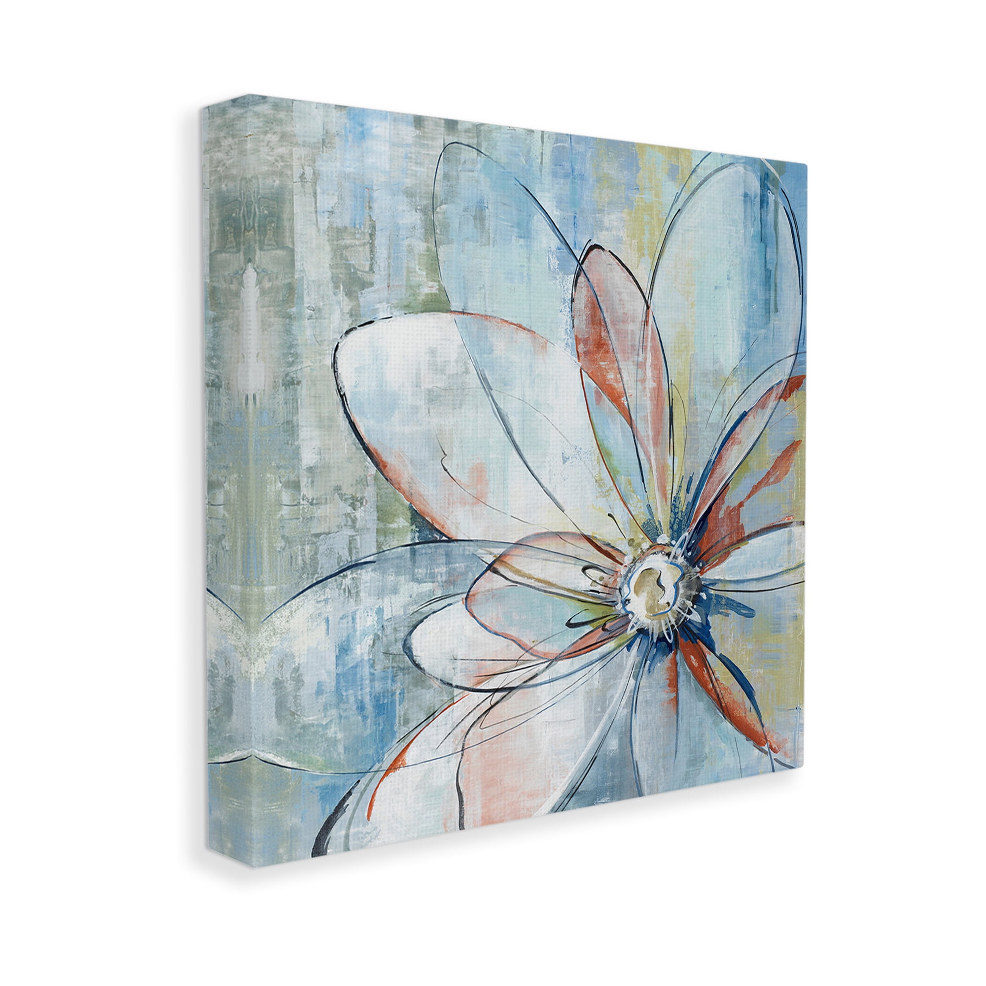 Stupell Industries Modern Collaged Flower Botanical & Floral Painting Gallery Wrapped Canvas Art Print Wall Art, 36 x 36