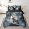 thumbnail image 2 of Feelyou Jungle Wolf Family Bedding Comforter Set 7pcs for Kids, Rustic Wildlife King Bedding Sets, Woodland Animal Reversible Bed Sheets, Ultra Soft Bedroom Decor, 2 of 8