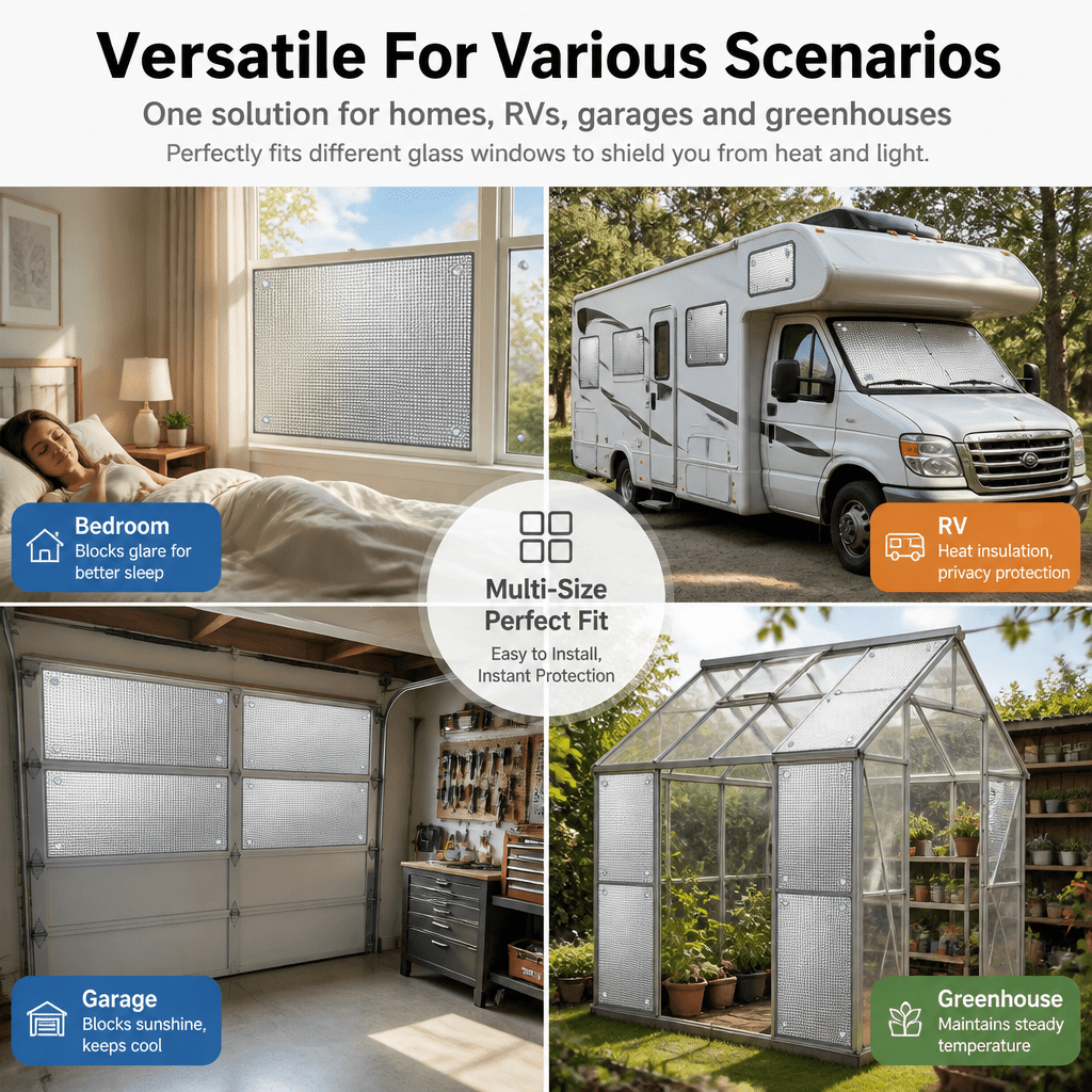 Cooling Privacy Window Film,NOGIS Blackout Window Film, Anti UV Sun Protection Window Film,Sun Roof Insulation Film,Aluminum Foil Sun Visor,8mm,Easy to Disassemble/Reusable (20''x39'')