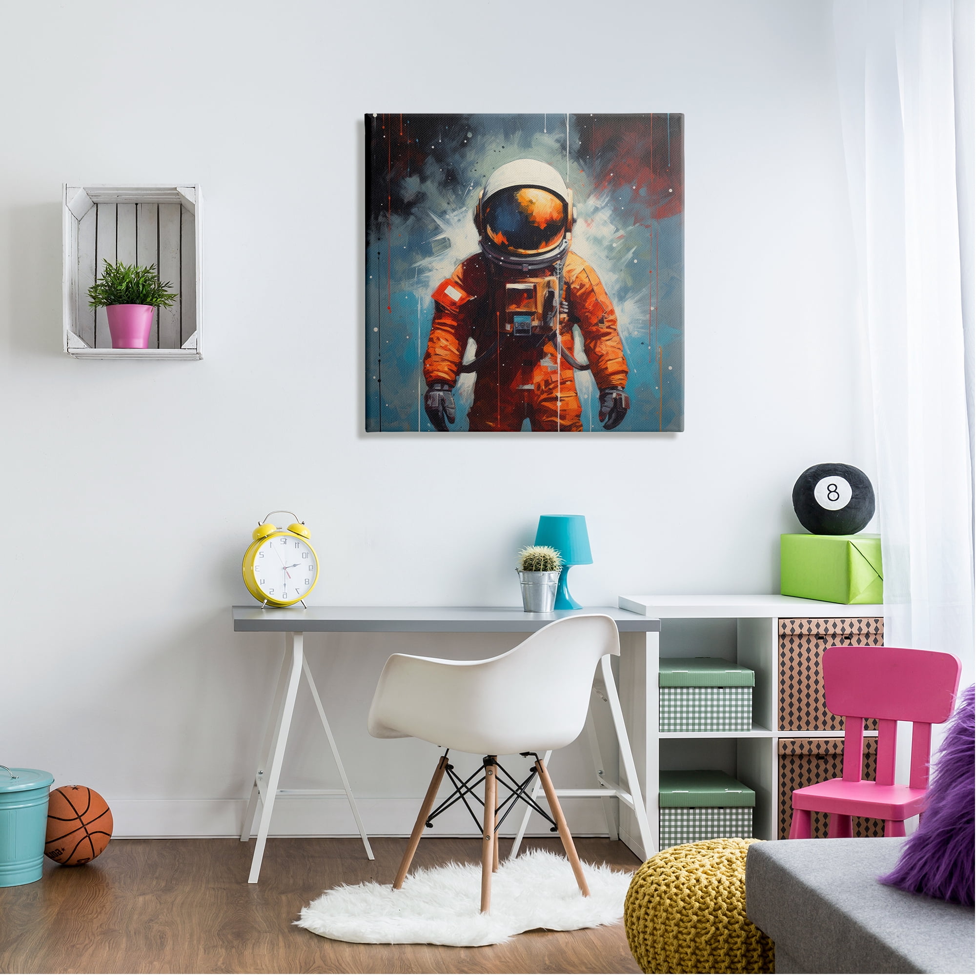 Stupell Industries Abstract Astronaut Portrait Abstract Painting Gallery Wrapped Canvas Art Print Wall Art, 30 x 30