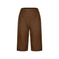 thumbnail image 6 of Miluxas Capri Pants for Women High Waist Wide Leg Eyelet Capris with Pockets Stretchy Loose Fit Casual Lounge Workout Coffee S(S), 6 of 6