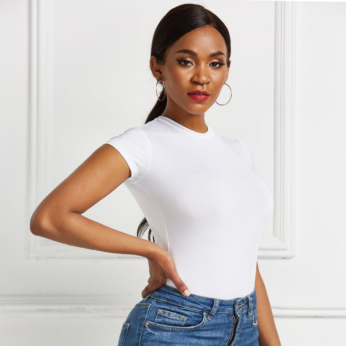 TRENDYOL Damen Bodysuit Aus Strick – Regular Fit, Crew Neck, In Dusty Rose, 96% Polyester, 4% Elastane