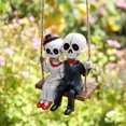 thumbnail image 2 of OIUR Skeleton Couple Figurine Swing Skeleton Hanging Decoration Gothic Car Rearview Mirror Pendant for Home Halloween Party Decor, 2 of 7