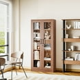 thumbnail image 6 of STANI 71"H Metal Glass Display Cabinet, 4 Adjustable Shelves,Lockable Storage Cabinets with Tempered Glass Door, for Home Office Pantry Bathroom,Brown, 6 of 9