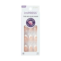 KISS imPRESS French  Press on Nails, Fearless, White, Medium Almond, 30 Count