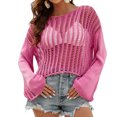 thumbnail image 2 of Camisetas Sin Mangas De Ganchillo Camiseta informal para mujer, cuello redondo, parte superior de punto sexy, ropa de vacaciones (rosa roja L) Cgtredaw Para estrenar, 2 of 6
