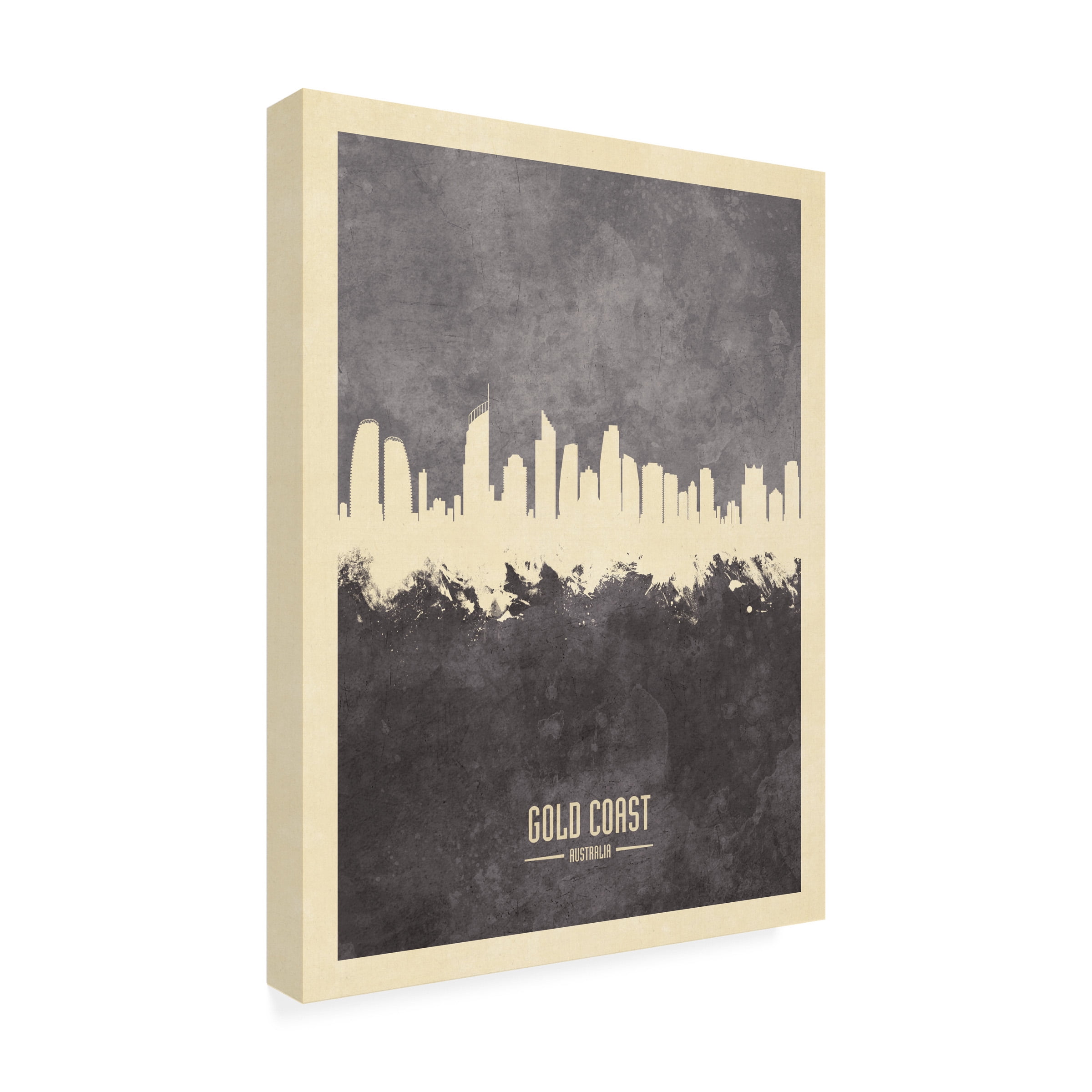 Michael Tompsett 'Gold Coast Australia Skyline Gray' Canvas Art