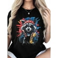 thumbnail image 2 of Women's T-Shirt Raccoon Hot Dog American Short Sleeve Casual Tee Classic Crew Neck T Shirt for Women Black, 3XL, 2 of 7