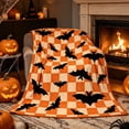 thumbnail image 2 of Aoznliie Halloween Blanket, Helloween Decor Plaid Throw Blanket with Ghost Bat Pumpkin Print, Soft Warm Fall Blanket for Couch Bed,40×28 in (S-3XL), 2 of 9