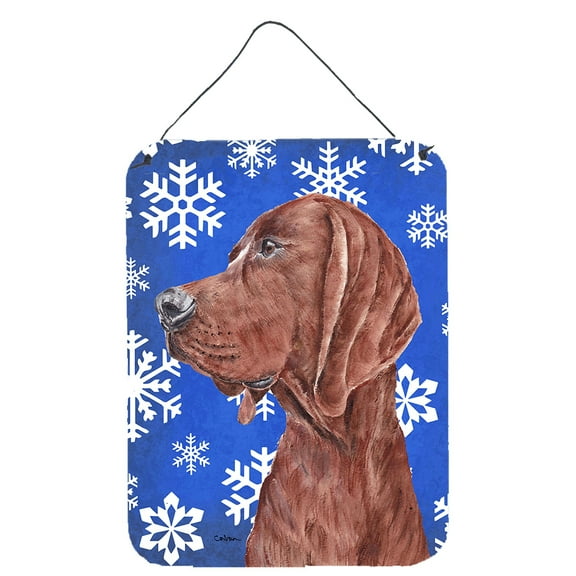 Redbone Coonhound Winter Snowflakes Wall or Door Hanging Prints