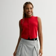 Juniors' madden girl Button Front Sweater Vest Color: Red Size: X SMALL