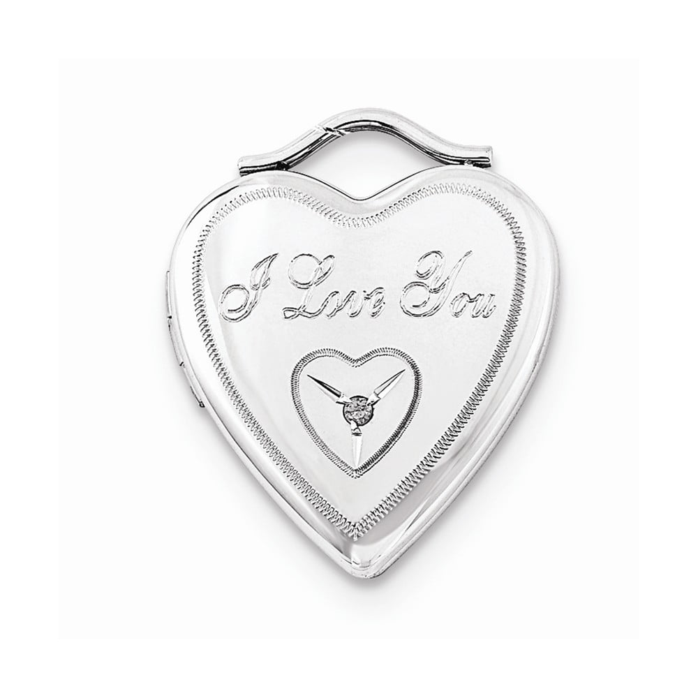 Details about   Sterling Silver Diamond I Love You 20mm Heart Locket Pendant 