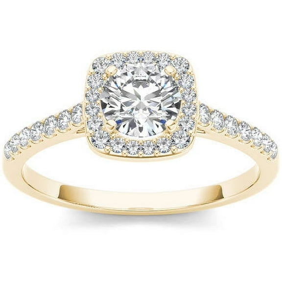 1 Carat T.W. Diamond Single Halo 14kt Yellow Gold Engagement Ring