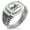 Silver, variant on Stainless Steel Pirate Skull & Crossbones CZ Ribbed Needle Stripe Pattern Biker Style Polished Ring