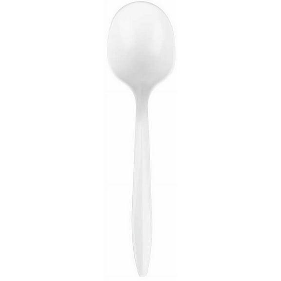 Bunzl Prime Source Medium Weight Polypropylene Wrapped White Soup Spoon -- 1000 per case.