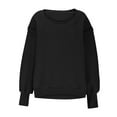 thumbnail image 5 of successthop Womens Sweatshirts Side Slit Fleece Crewneck Long Sleeve Sweaters Pullover Tops Solid Fall Winter Streetwear, 5 of 9