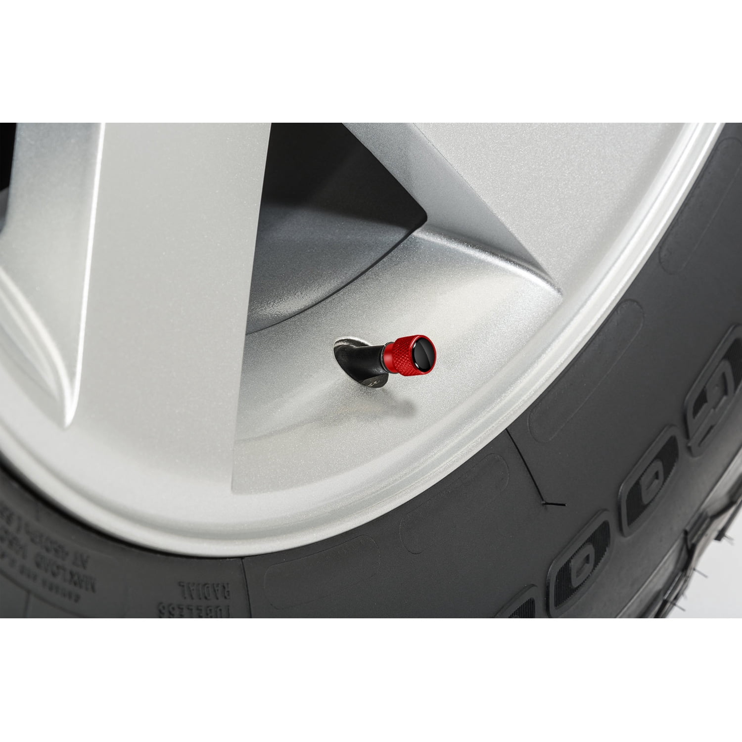 iPick Image for Dodge R/T Logo in Black on Red Aluminum Tire Valve Stem Caps, Official Licensed