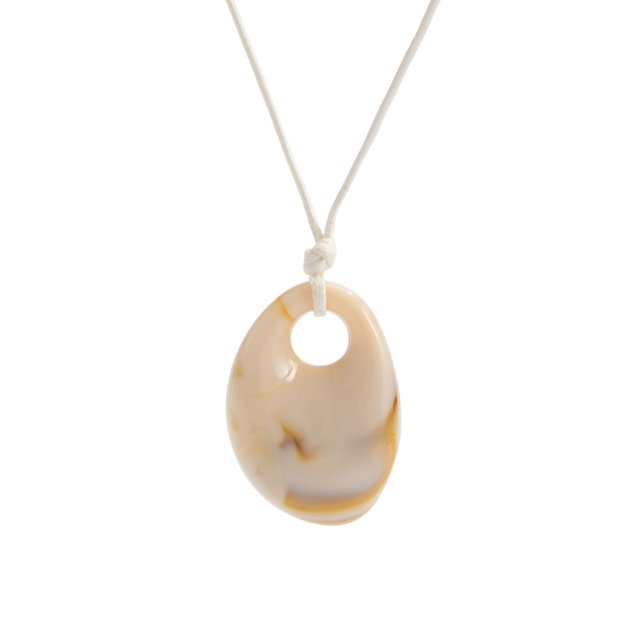 Collar Cuerda Trenzada Con Piedras Preciosas Cristal Y Forma Ovalada para Hombres Mujeres (beige) Blanco