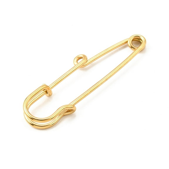 10pcs Ion Plating(IP) 304 Stainless Steel Safety Pins Brooch Findings Kilt Pins with 1 Loops for Lapel Pin Making Golden 49.5x16.5x5mm Hole: 1.6mm