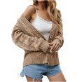 thumbnail image 2 of ClodeEU Women's V Neck Button Front Knit Cardigan, Long Sleeve Casual Open Front Sweater Khaki,Womens Plus L, 2 of 7
