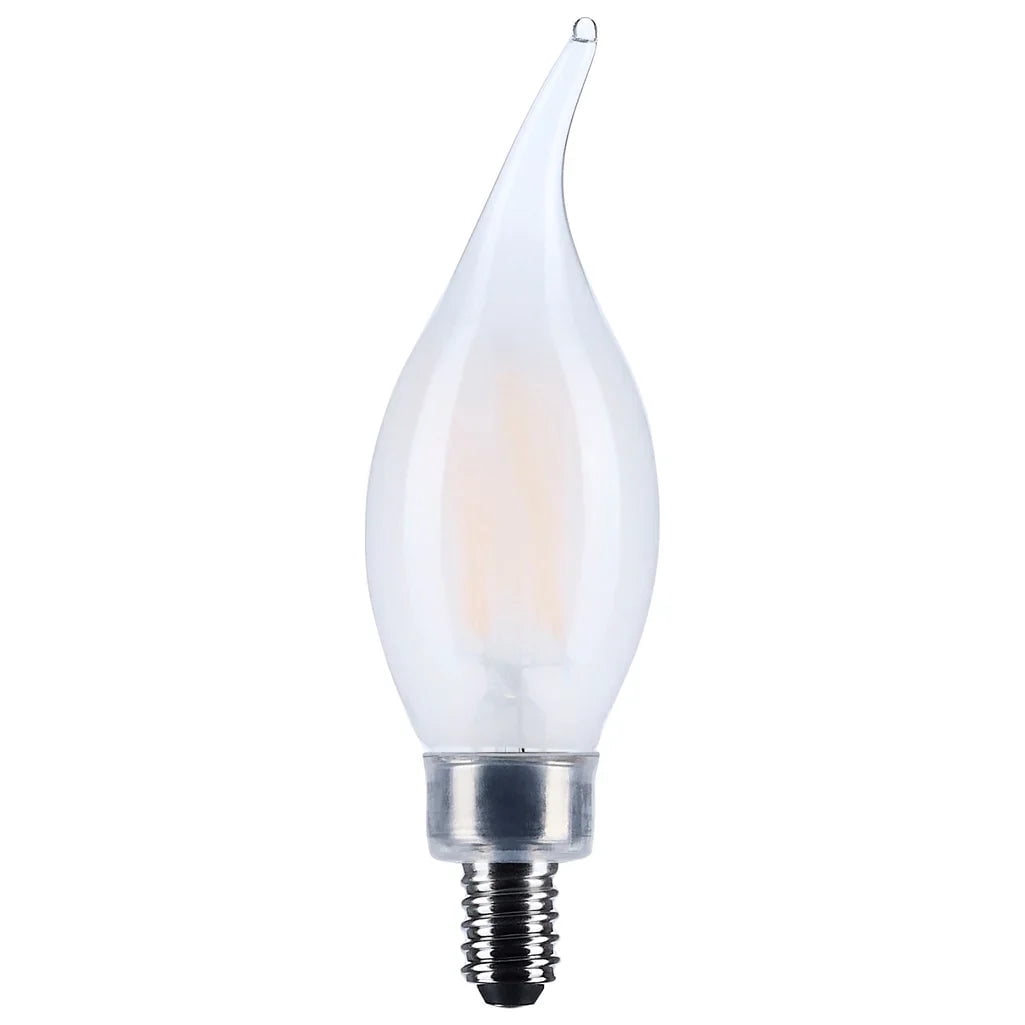 SATCO S12507 CA10 LED Flame Light Bulbs 4W 120V Frosted Glass 3500K 350 Lumen E12 Candelabra Base Dimmable Wet Location (6 Pack)