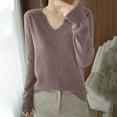 thumbnail image 2 of V Neck Long Sleeve for Womens Fuzzy Knit Casual Sweaters Teen Girls Cute Soft Pullover Tops Jumper, 2 of 4