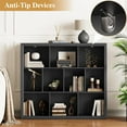 thumbnail image 4 of PUFFCAFE Book Shelf with 10-Cube,3 Tier Open Book Cases,Floor Standing 38" Tall bookshelf,Wooden Display Shelves,Black Bookcase, 4 of 7