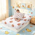 thumbnail image 4 of Manfei Kawaii Capybara Twin Fitted Sheet, Romantic Love Heart Bedding, White Tan, 2pcs, 1 Fitted Sheet and 1 Pillowcase, 4 of 6