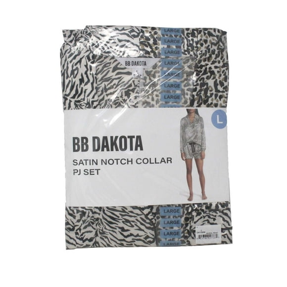 BB Dakota Ensemble de Pyjama Col à Encoche en Satin Imprimé Animal Grand